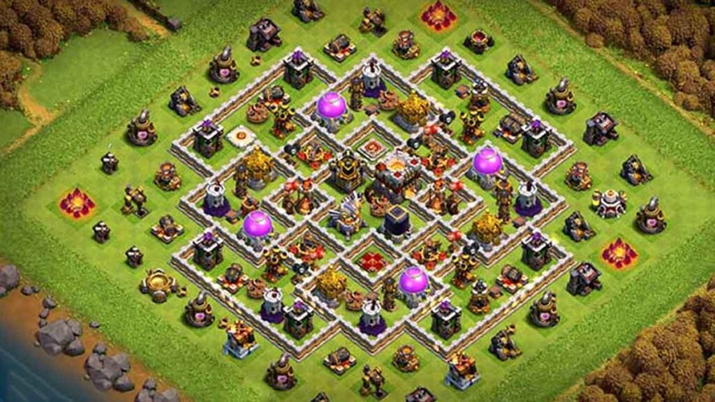 clash of clans 9. seviye köy düzeni en iyi savunma link